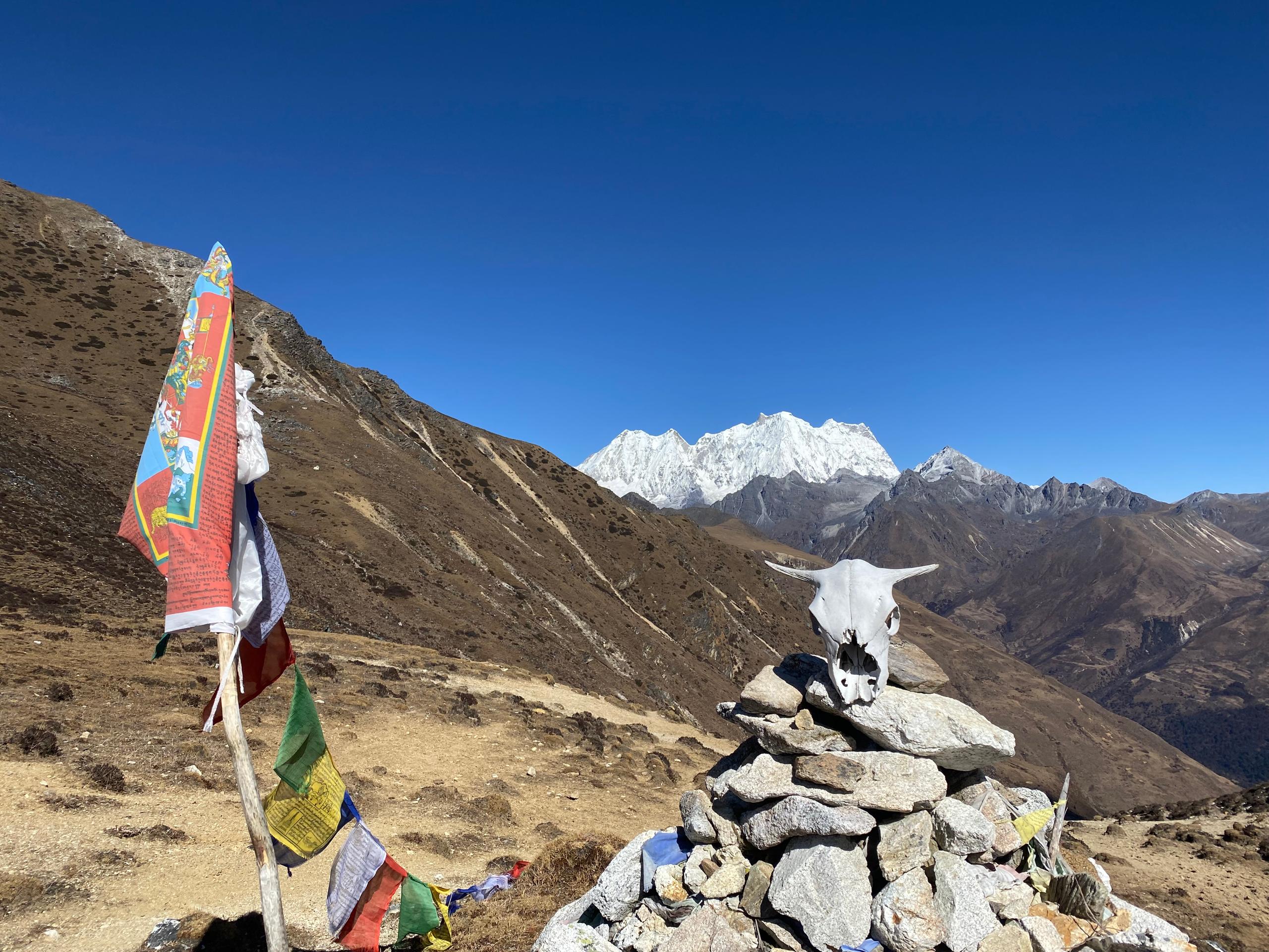 Remote Himalayan highland village along the Laya trekking route